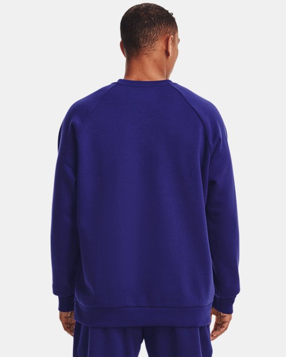 เสื้อคอกลม UA Rival Fleece สำหรับผู้ชาย in Blue image number 1